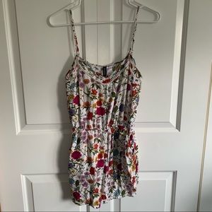 [H&M DIVIDED]Floral Romper With Pockets Adjustable